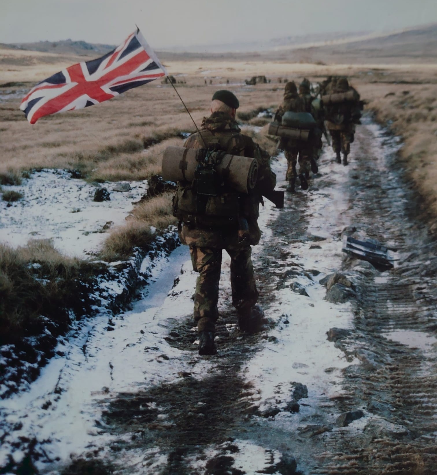 After 40 Years, The Falkland Islands Marines Are Back Together To Recreate An Iconic Photo Taken The Day Argentina Surrendered The Islands. 1982: Six Marines Were Seen Walking Through The Falklands On The Day Of The Argentine Surrender.