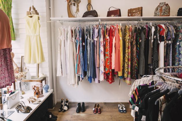 Best Charity Shops: Second hand clothes rails at the charity shop.